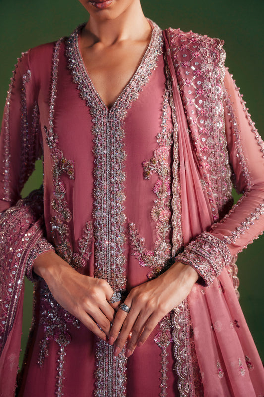 Pink embroidered traditional outfit with a green background|Dutchess luxury long shirt 3 piece outfit women’s fashion
