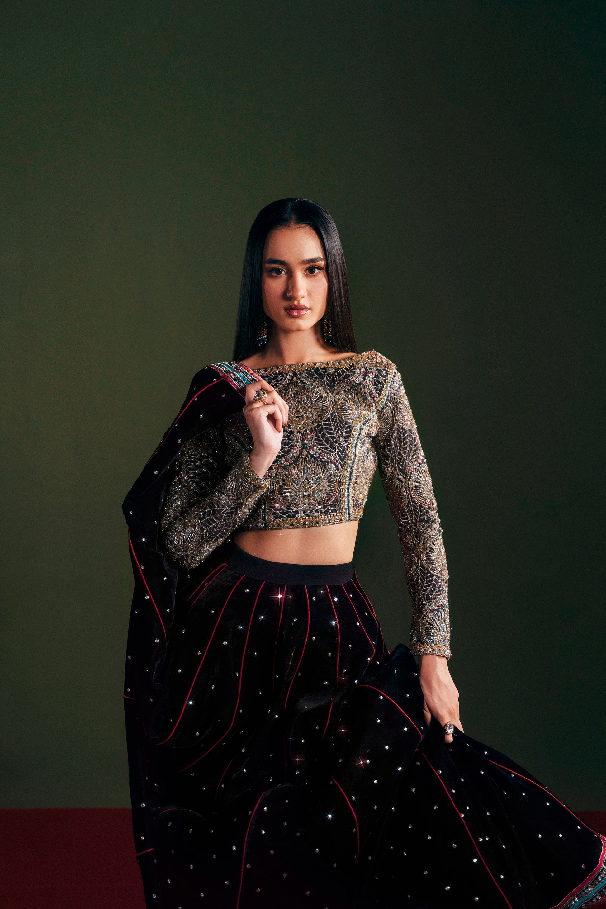 Lehnga Choli 2 Piece by Huma Bajwa luxury fabric Pakistani lehenga choli
