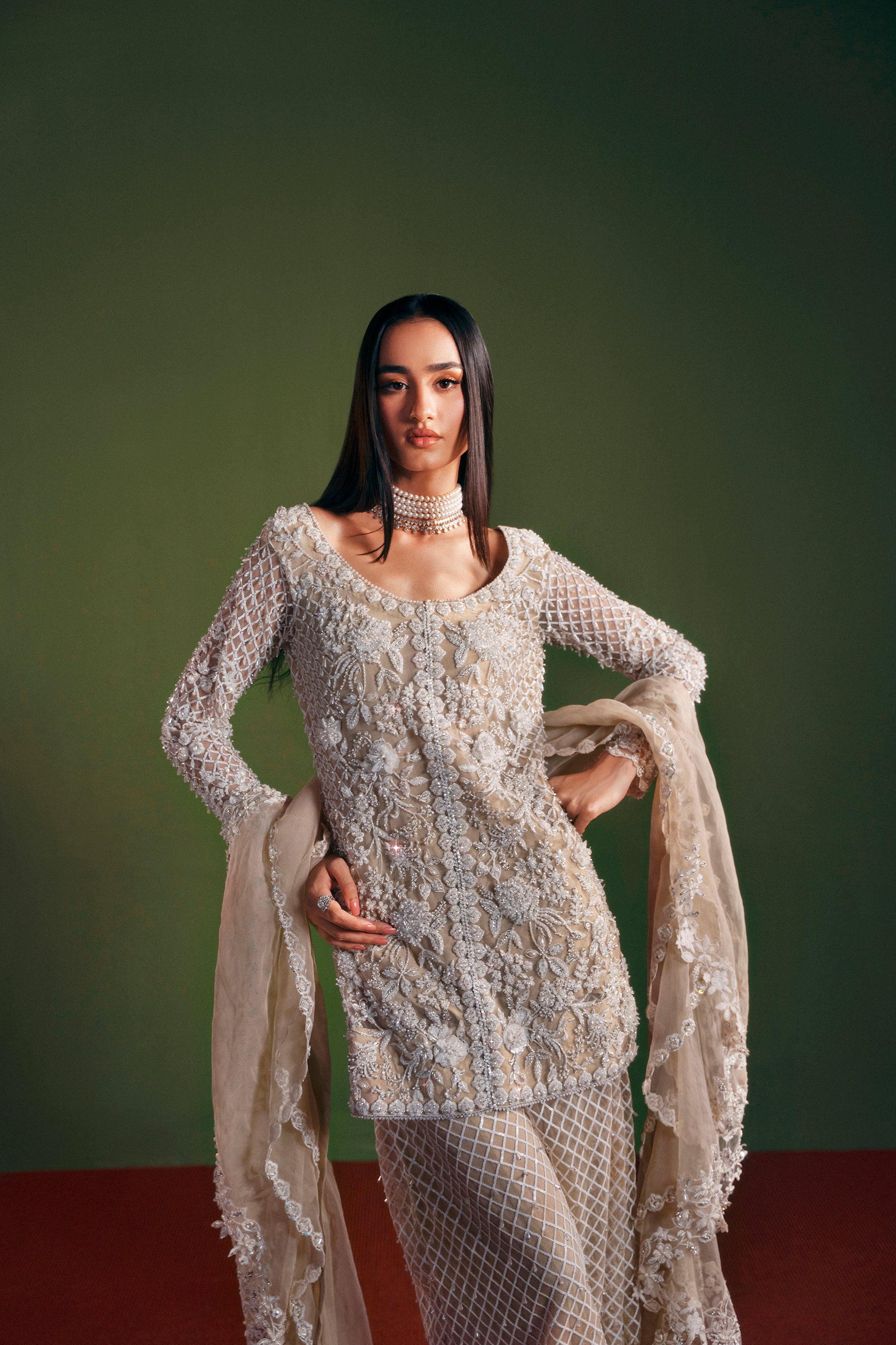 Pakistani formal shirt trouser 3 piece suit styling look