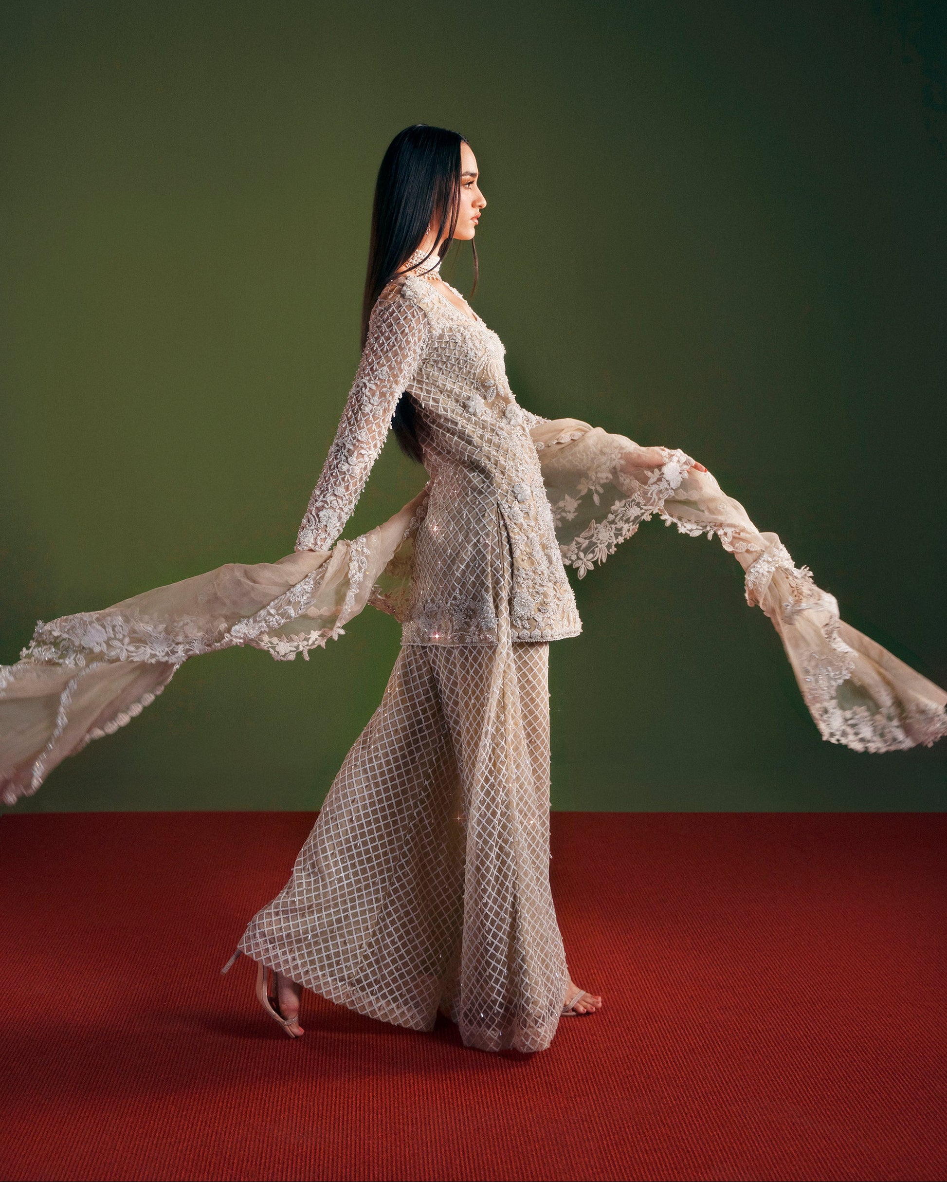 Luxury Pakistani shirt trouser 3 piece formal wear for women