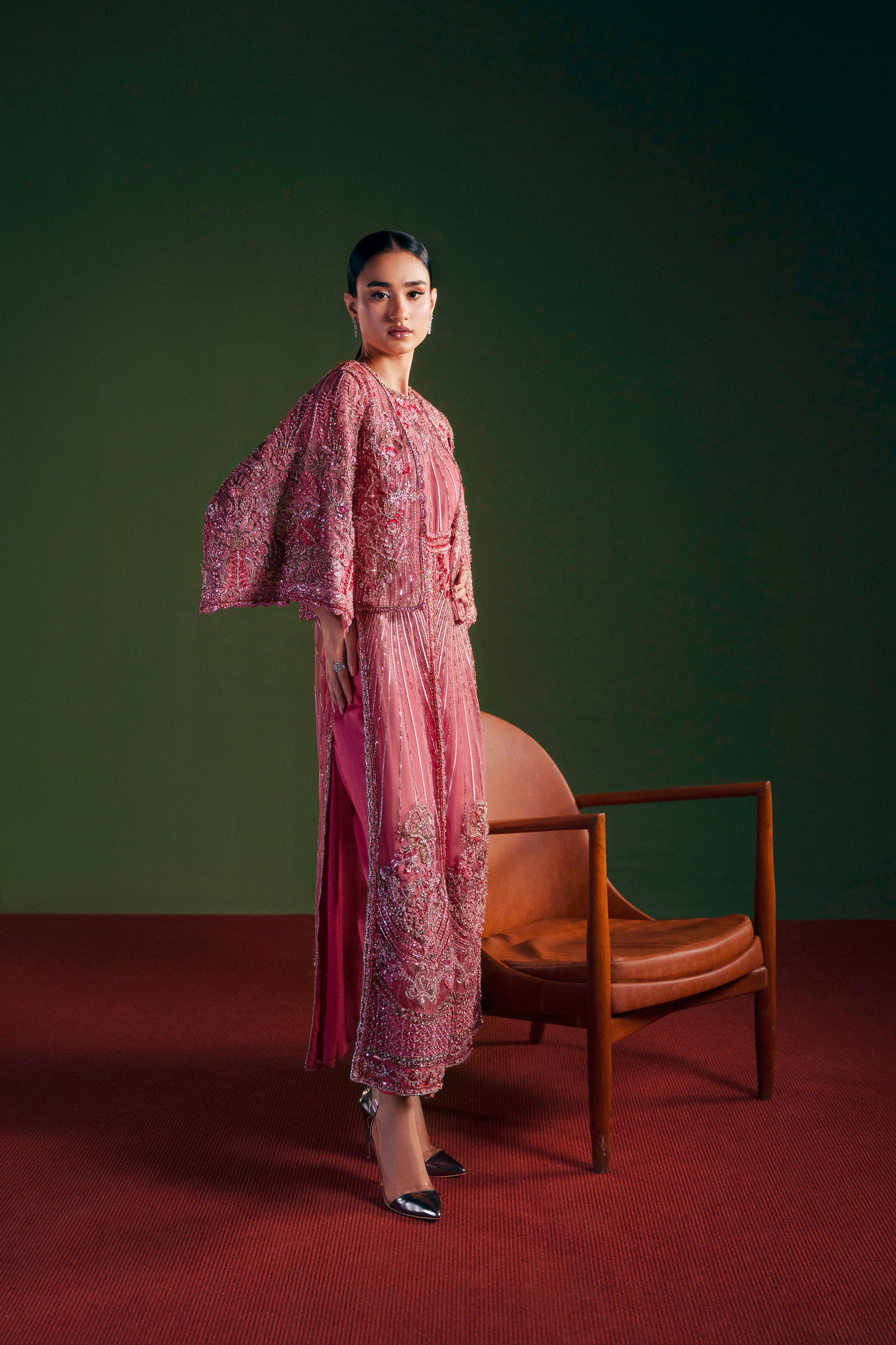 premium women’s party wear with jacket and long shirt