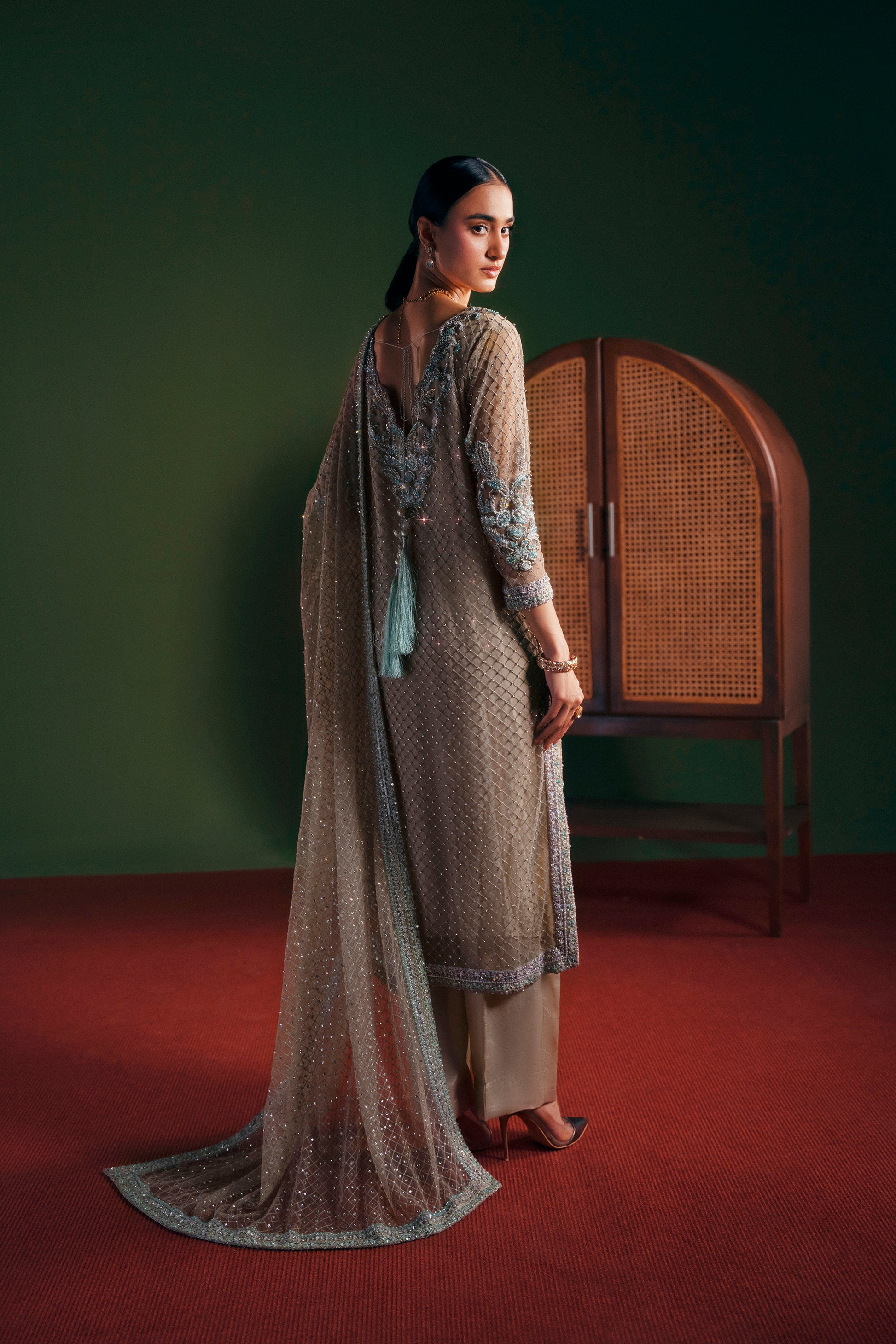 Pakistani designer shirt trouser 3 piece suit premium tailoring-